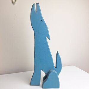 Wooden Howling Coyote Dog Wolf Southwest Decor Crude 14.5" Tall Distressed